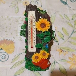 Colorful Ceramic Sunflower  Thermometer Decor